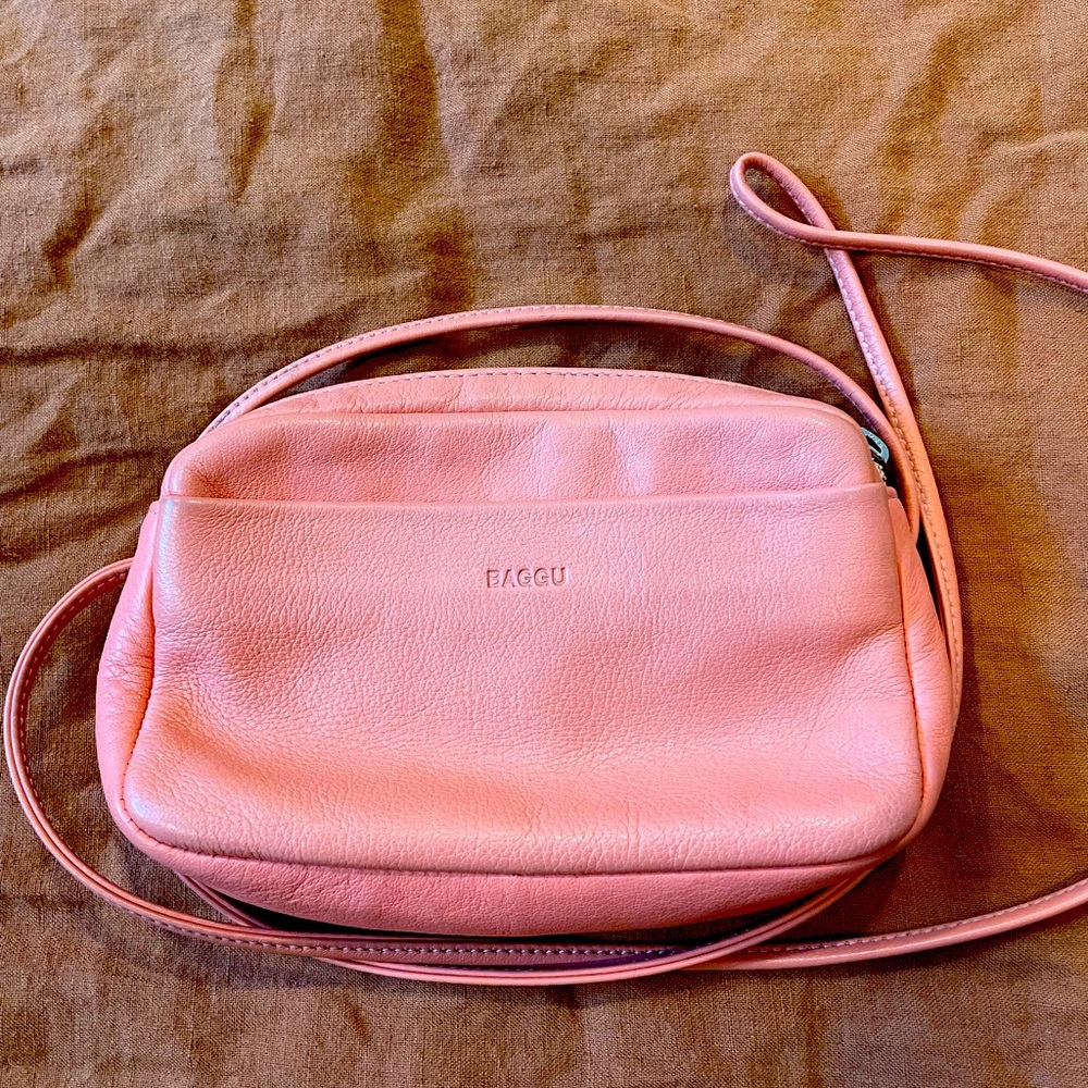 Baggu Leather Pink Crossbody Purse